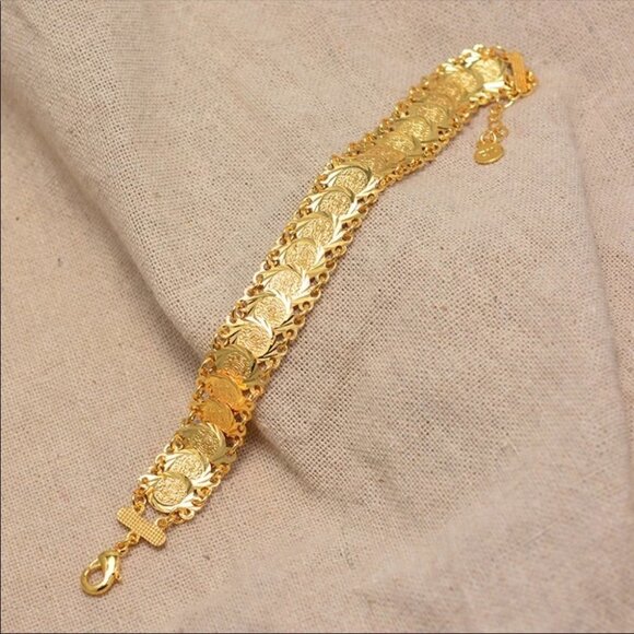 Gold Tone Coin Bracelet - Picture 2 of 7